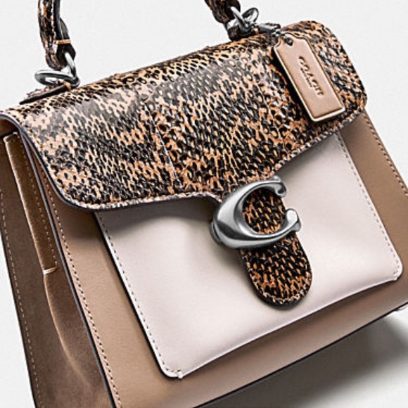 Coach Tabby 20 Top Handle In Colorblock With Snakeskin Detail Crossbody Bag 3787 - Picture 7 of 14